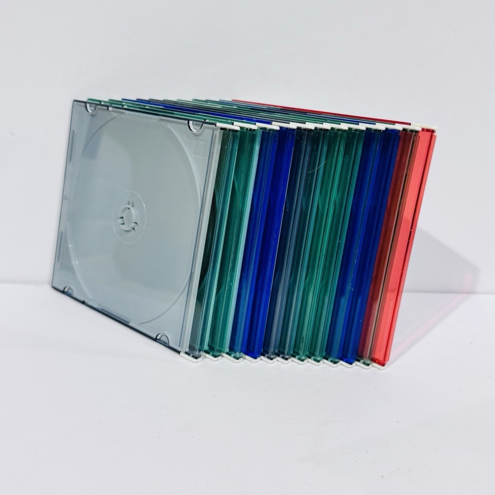 Lot Of 12 Jewel Slim CD DVD Cases Blank Media Multi Color EUC
